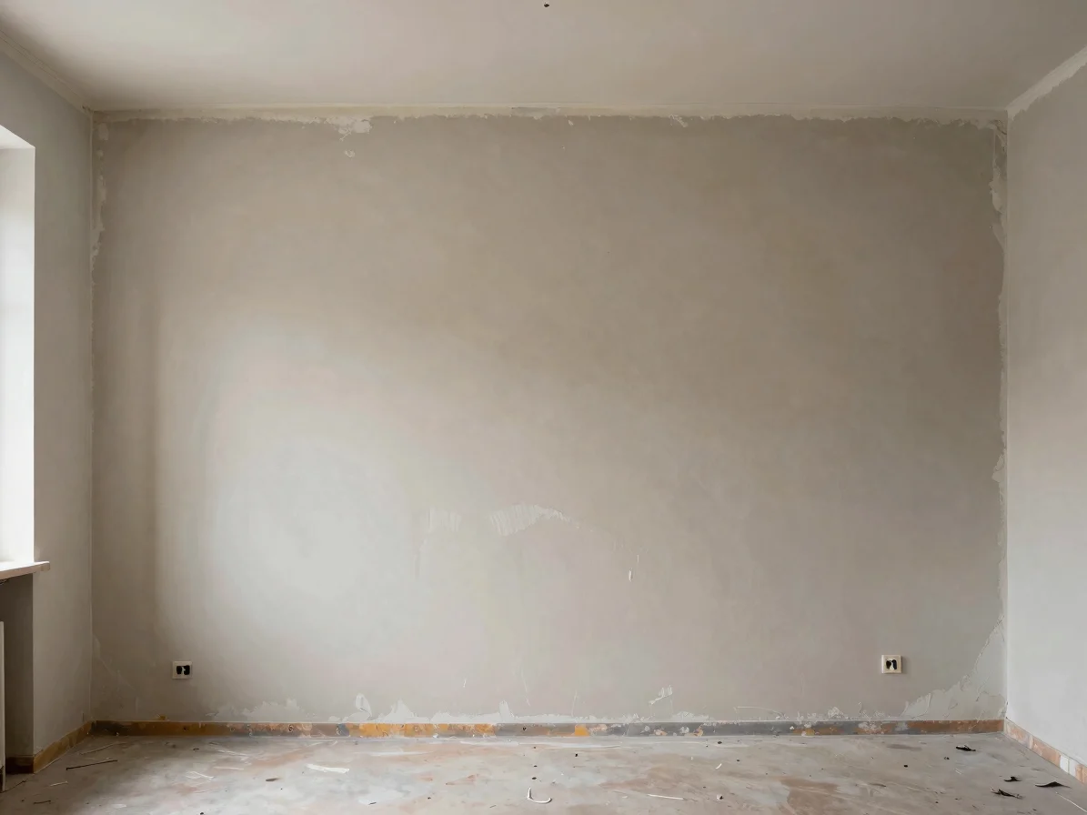 Sanierter Altbau-Innenraum in Wetzlar, Wand mit neuem Putz, Mauer